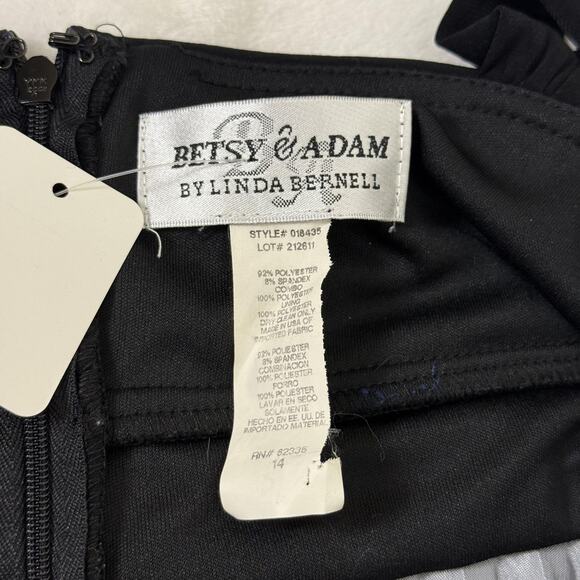 Betsy & Adam Dress Womens 14 Black Ombre Pleated Satin Maxi Evening Gown Formal - Picture 7 of 10